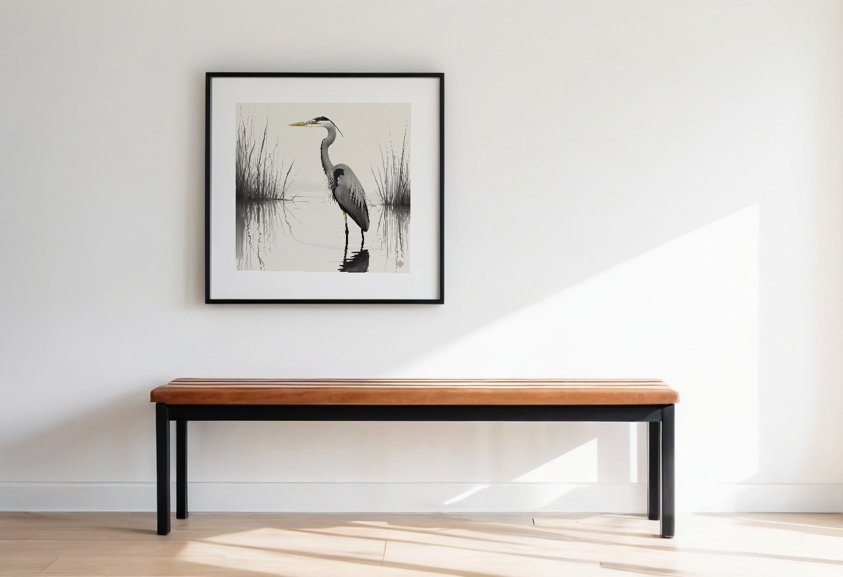 Ink Heron previewed in a real room