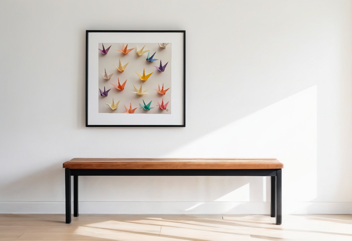 Paper Cranes previewed in a real room