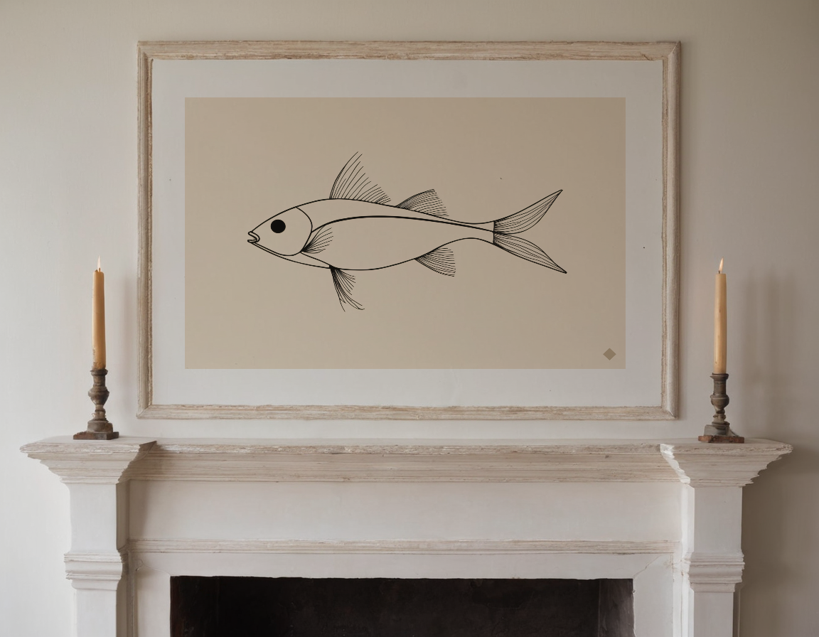 One Line Fish previewed in a real room