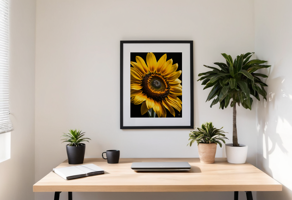 Sunflower Noir previewed in a real room