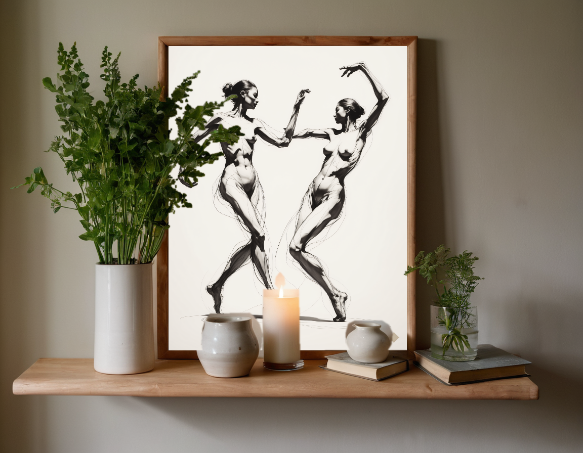 Two Dancers previewed in a real room