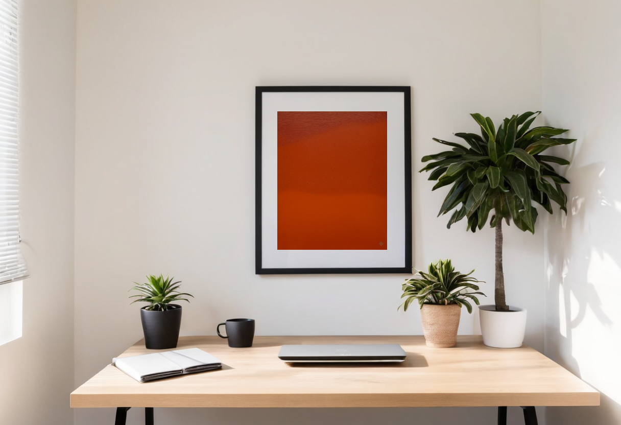 Red Earth Field previewed in a real room