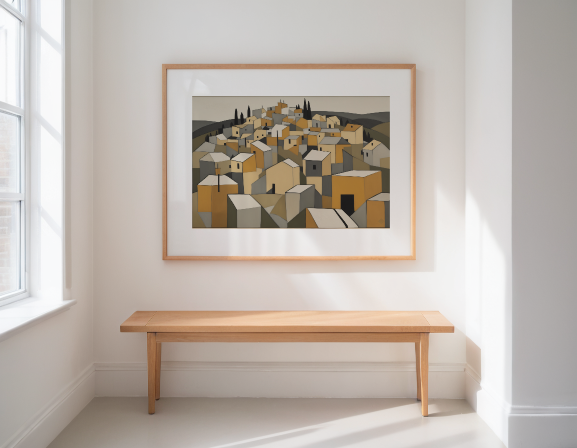 Cubist Rooftops previewed in a real room