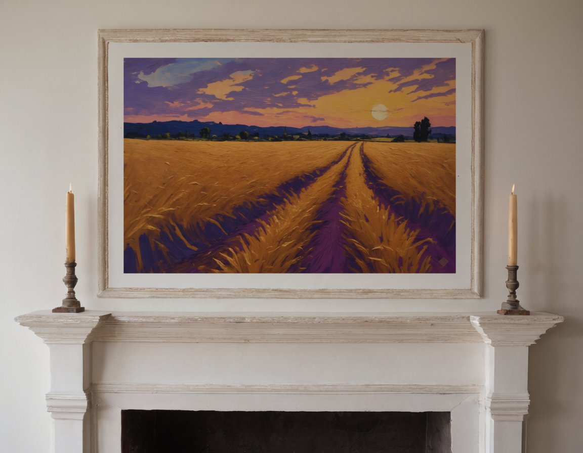 Wheat Field at Dusk previewed in a real room