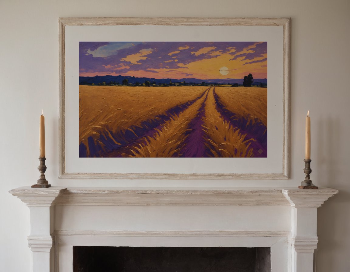 Wheat Field at Dusk previewed in a real room