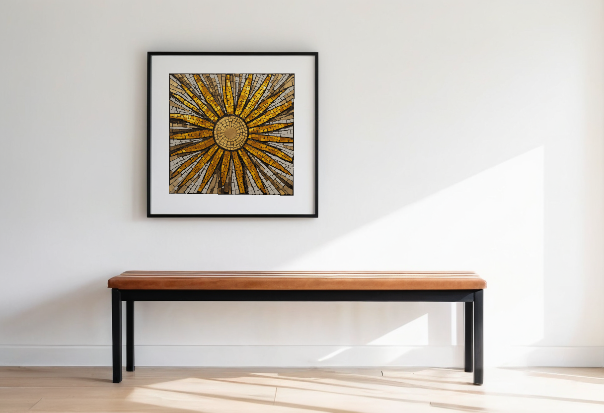 Gilded Sunburst previewed in a real room