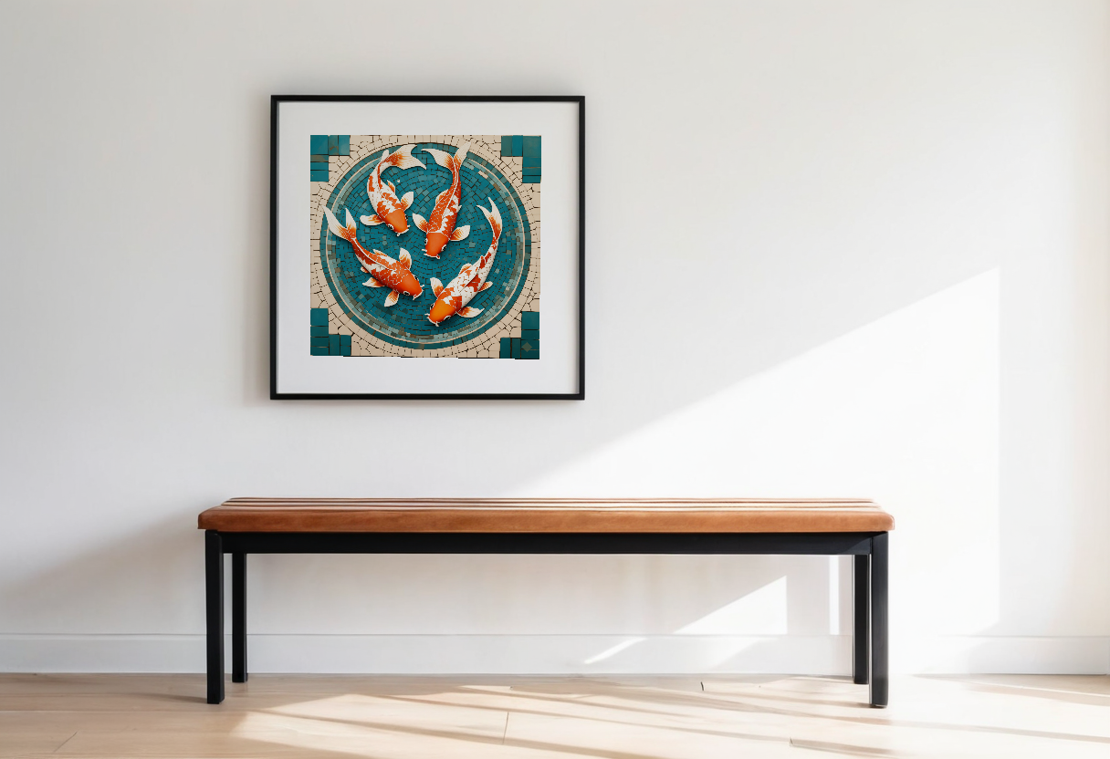 Mosaic Koi previewed in a real room