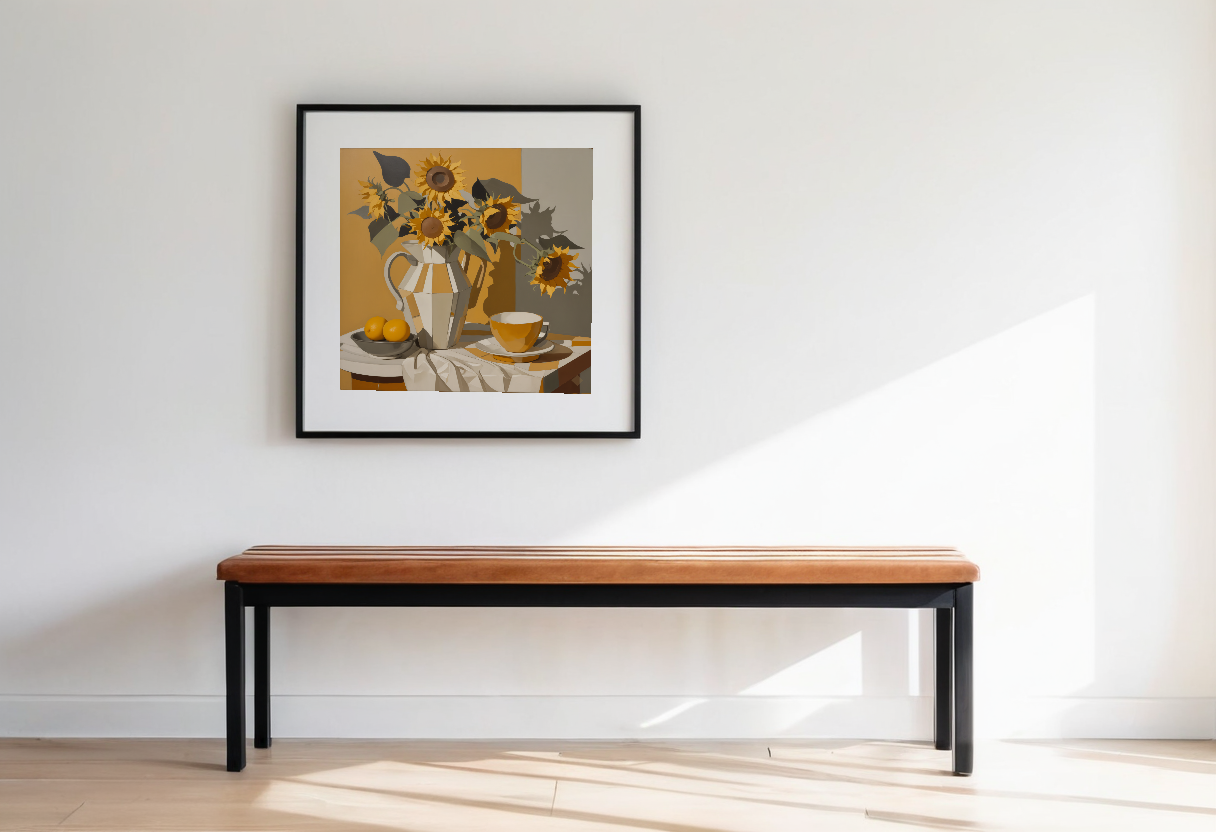 Cubist Sunflowers previewed in a real room