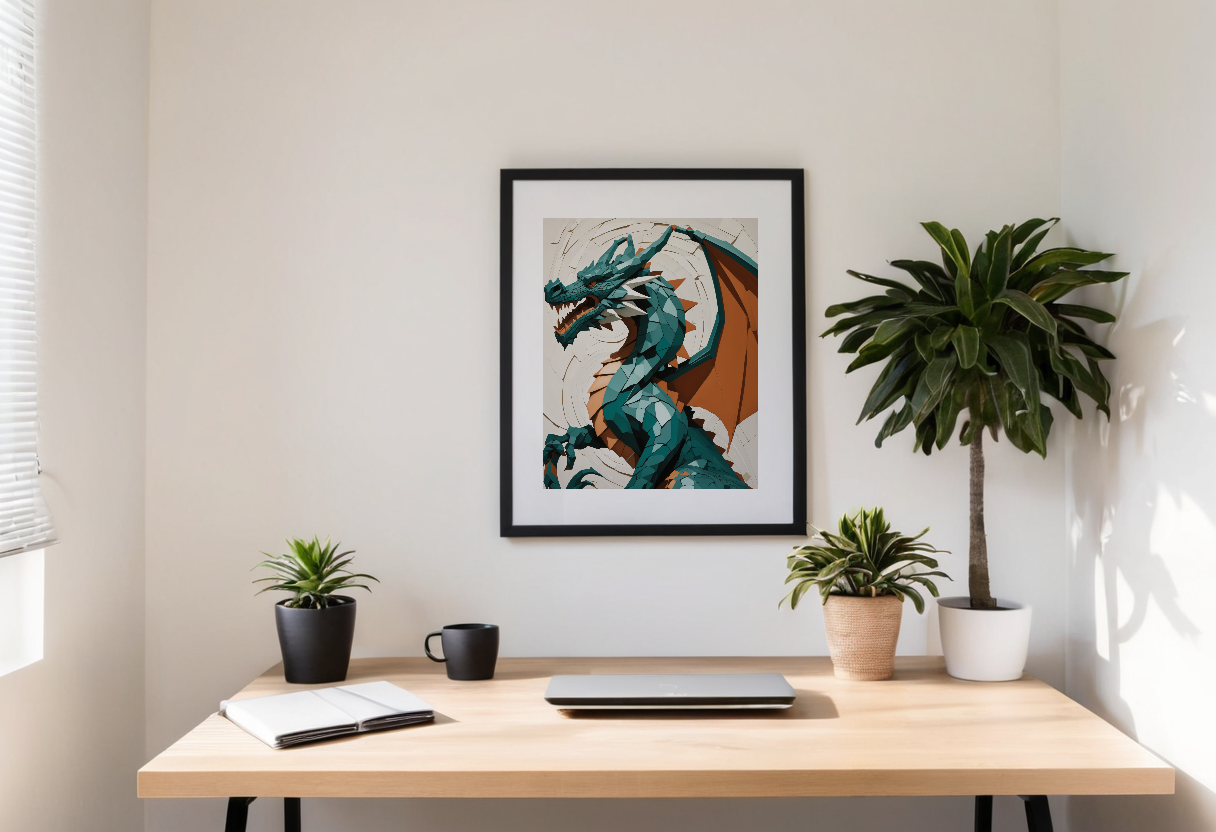 Cubist Dragon previewed in a real room