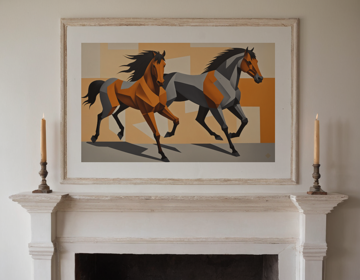 Cubist Horses previewed in a real room