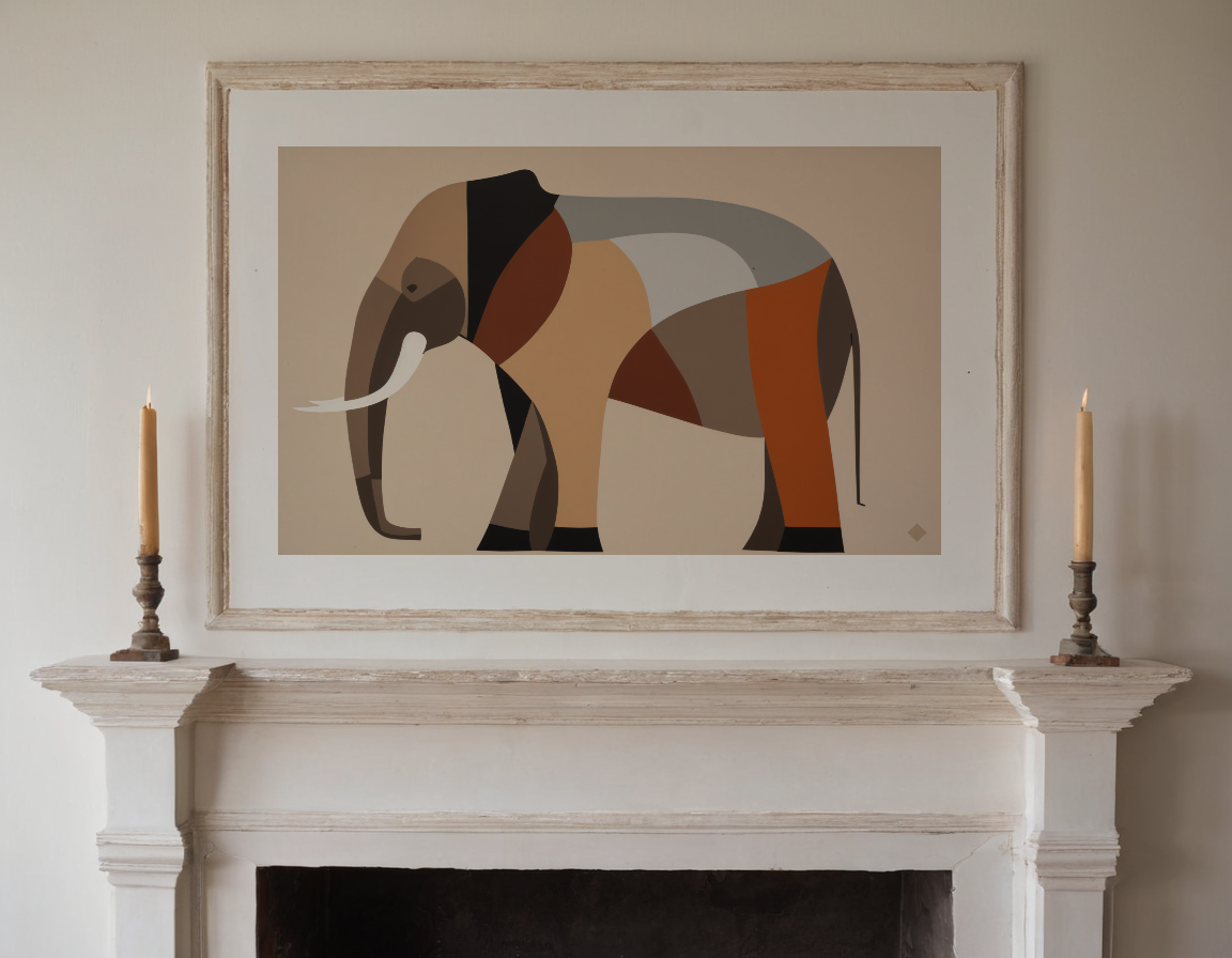 Cubist Elephant previewed in a real room
