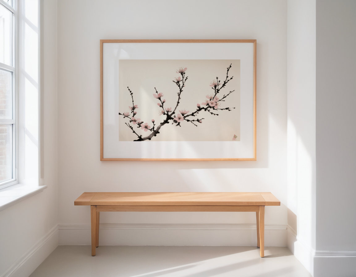 Sumi-e Plum Branch previewed in a real room