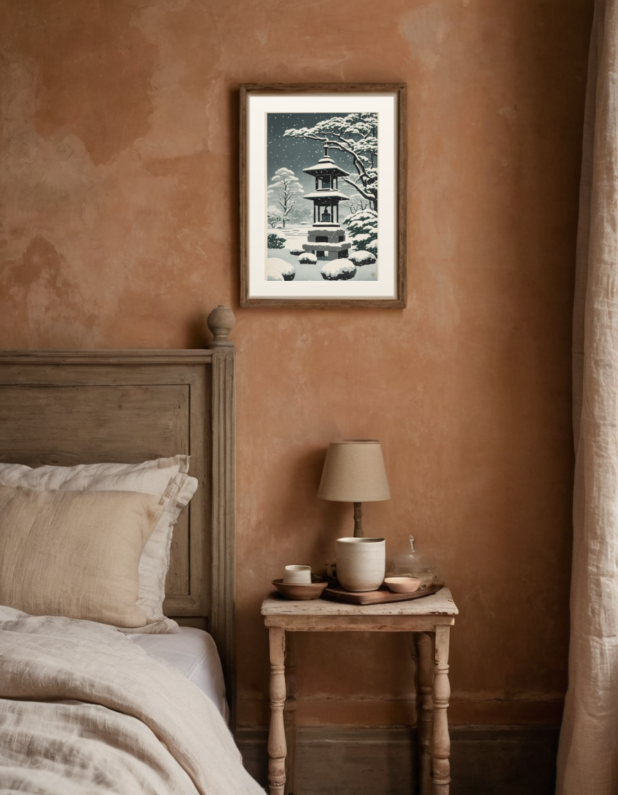 Woodblock Snow Lantern previewed in a real room