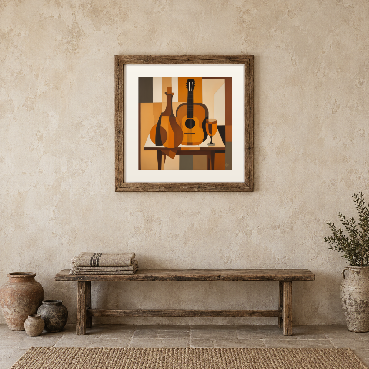 Cubist Guitar and Wine previewed in a real room
