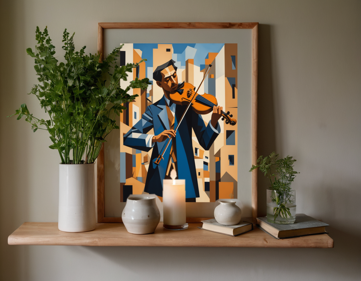 Cubist Violinist previewed in a real room