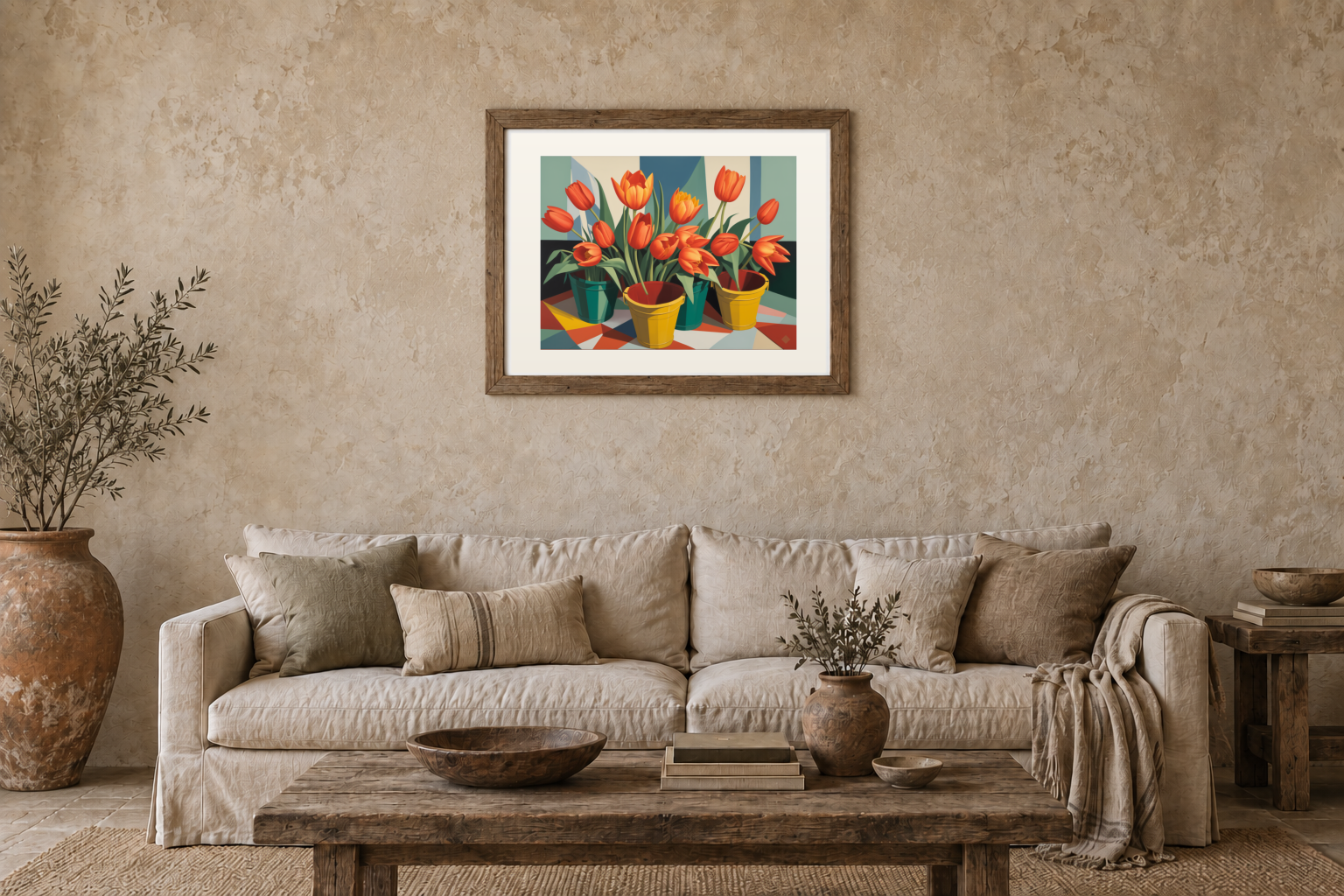 Cubist Flower Stall previewed in a real room