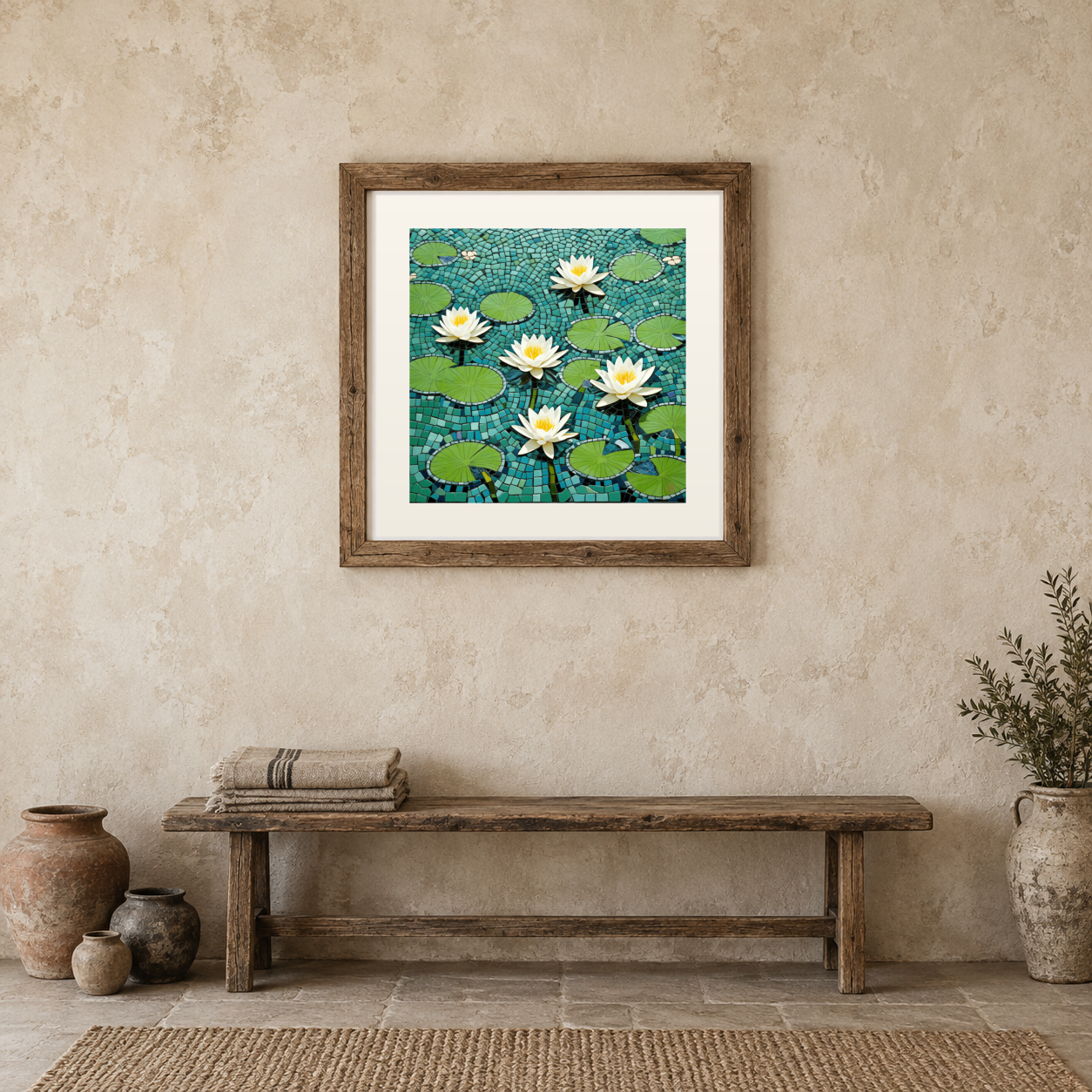 Waterlily Pool Mosaic previewed in a real room