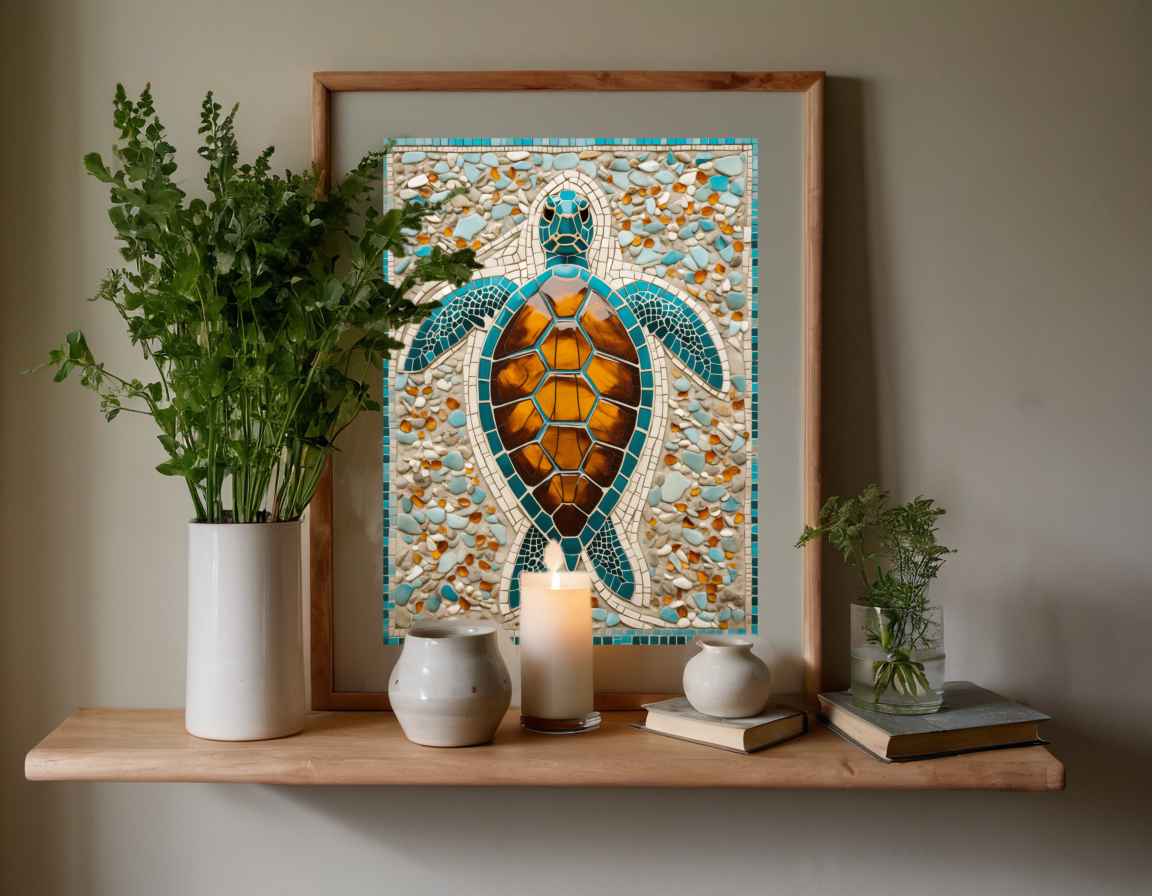 Turtle Cove Mosaic previewed in a real room