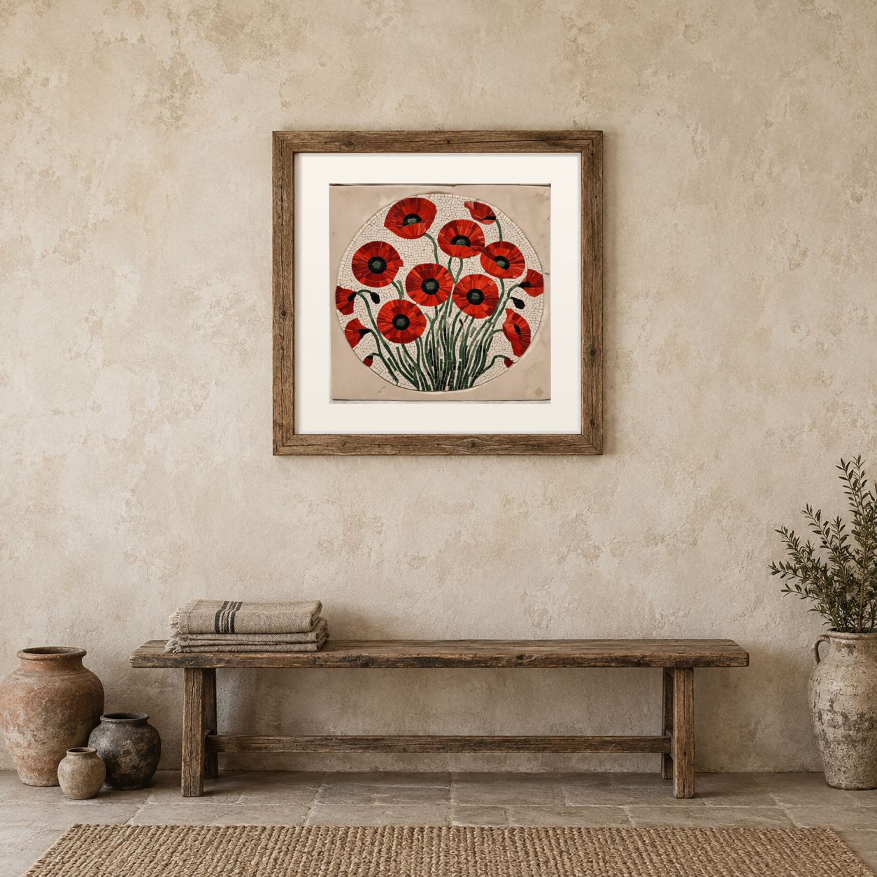 Mosaic Poppy Scatter previewed in a real room