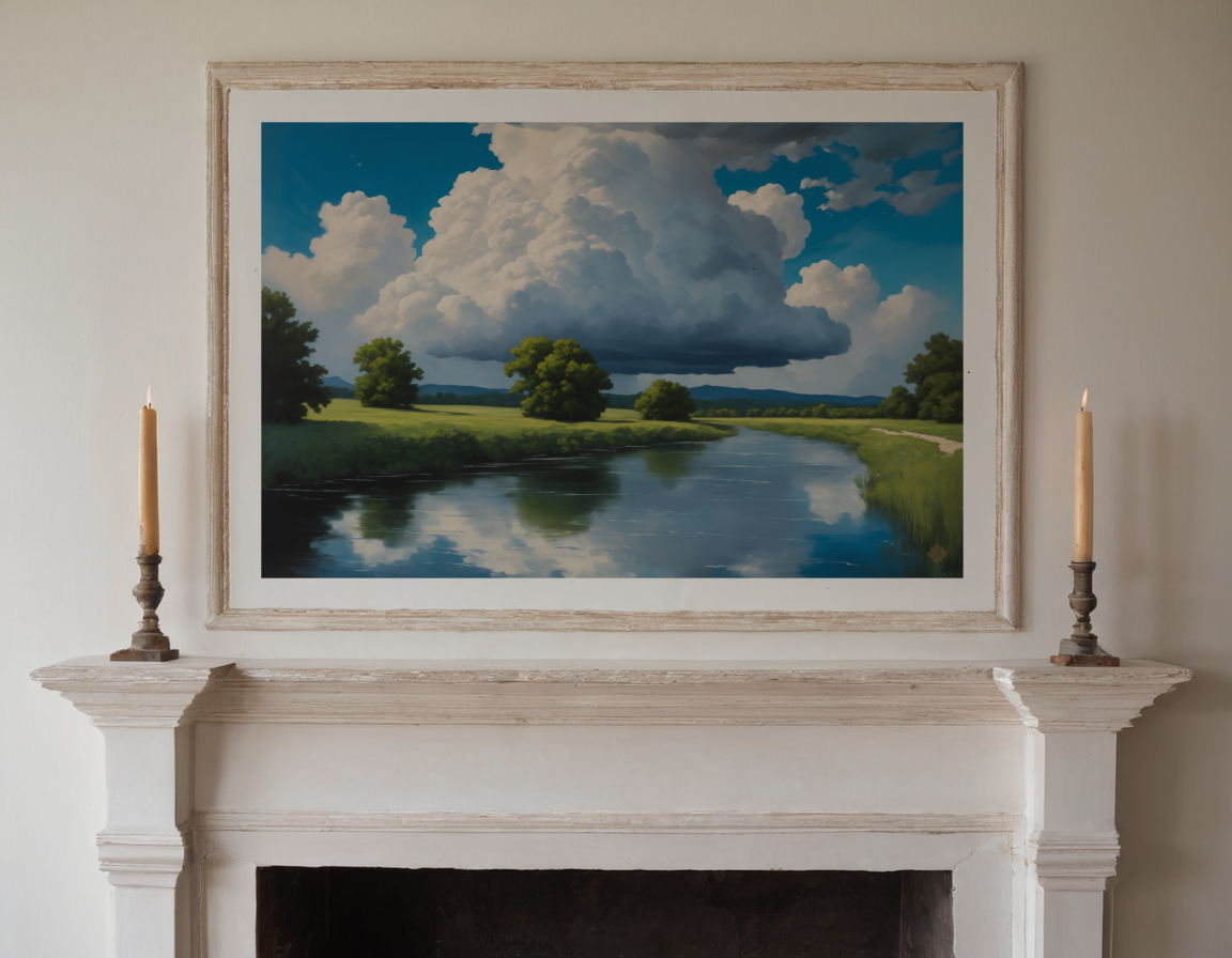 Thunderhead over River previewed in a real room