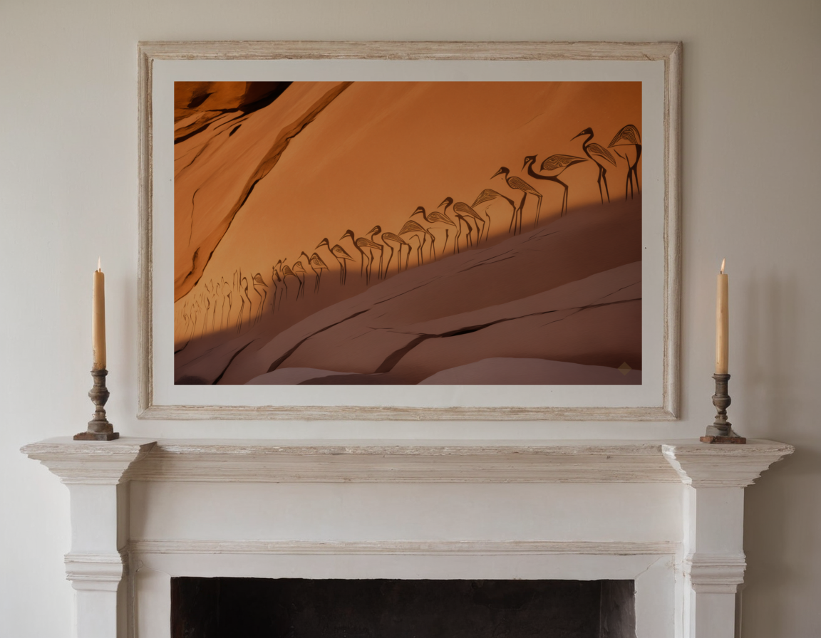 Bird Glyphs previewed in a real room