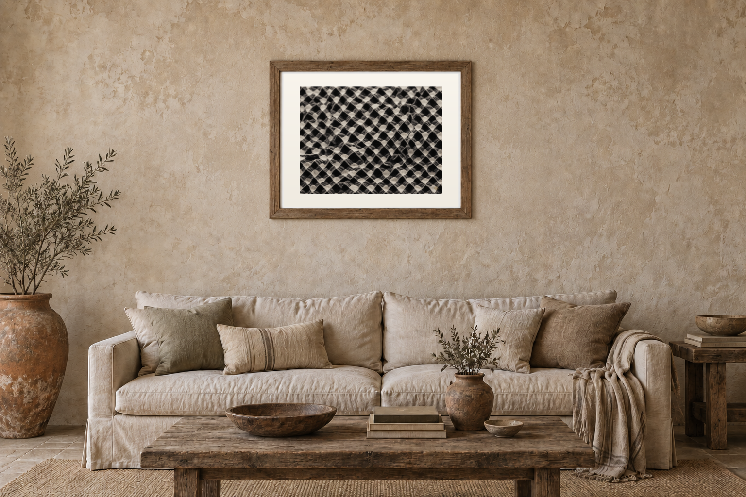 Charcoal Weave previewed in a real room