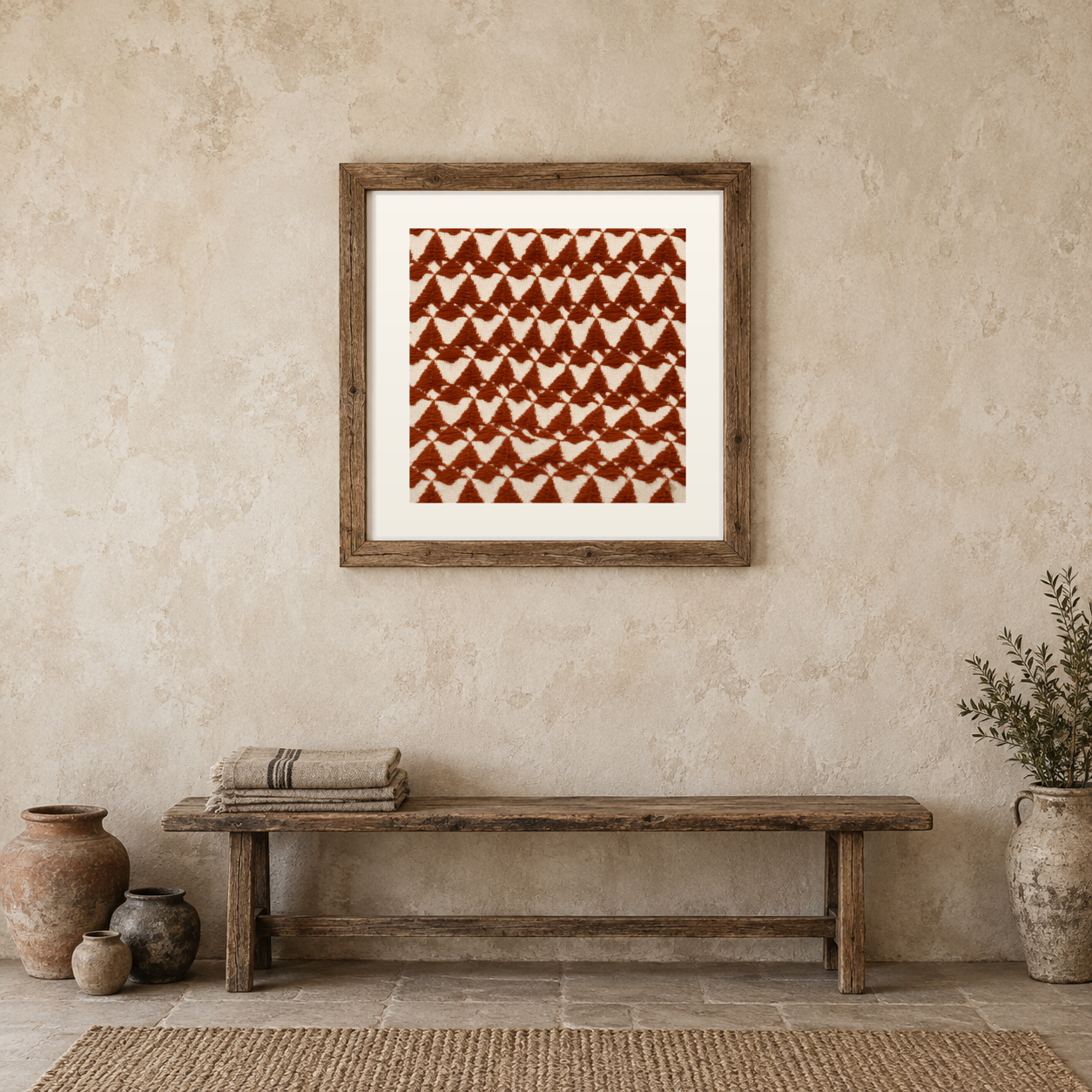 Rust Diamond Weave previewed in a real room