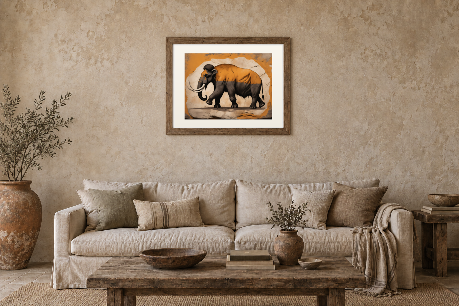 Mammoth in Ochre previewed in a real room