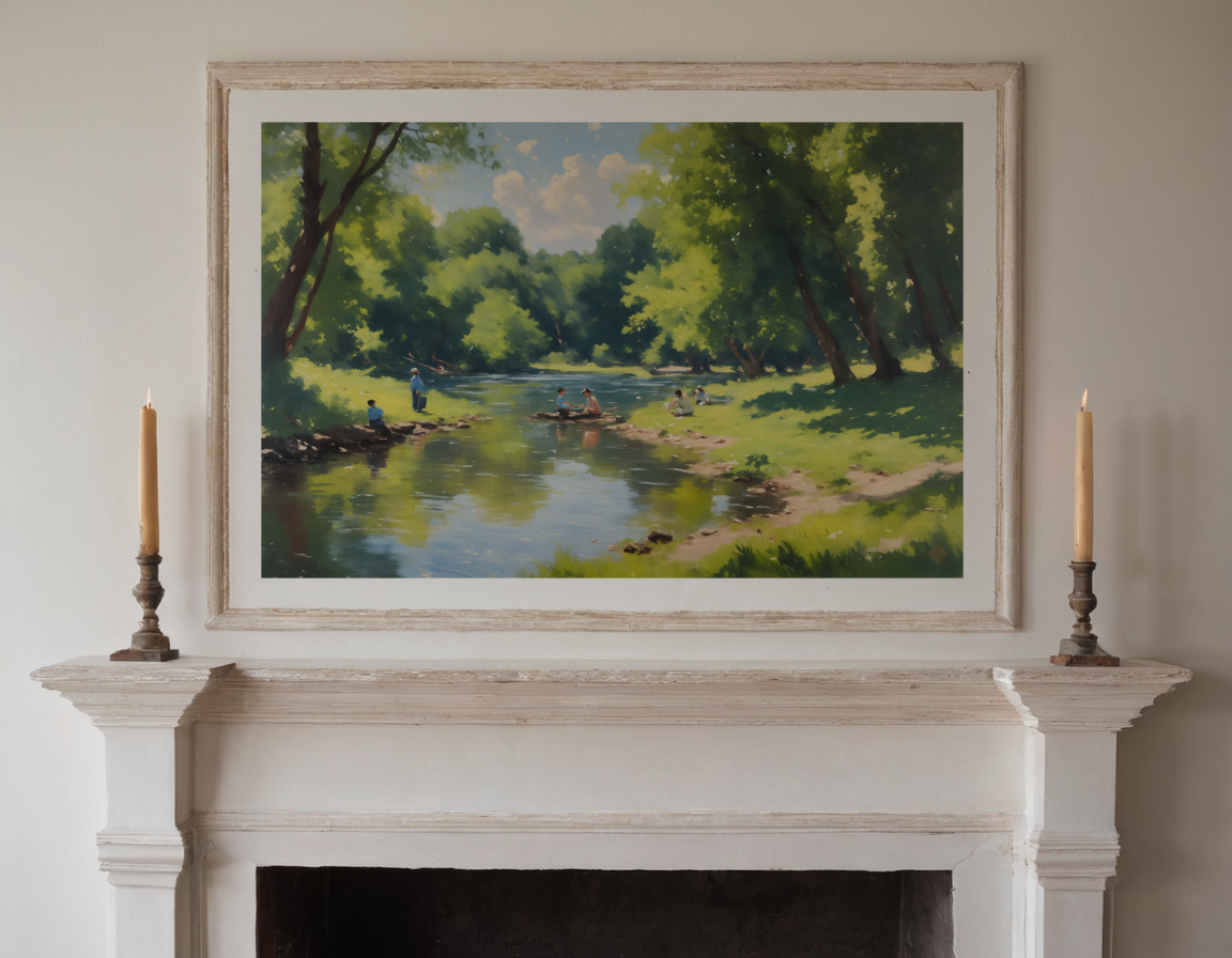 River Picnic previewed in a real room
