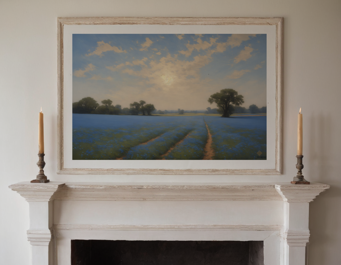 Field of Blue Flax previewed in a real room