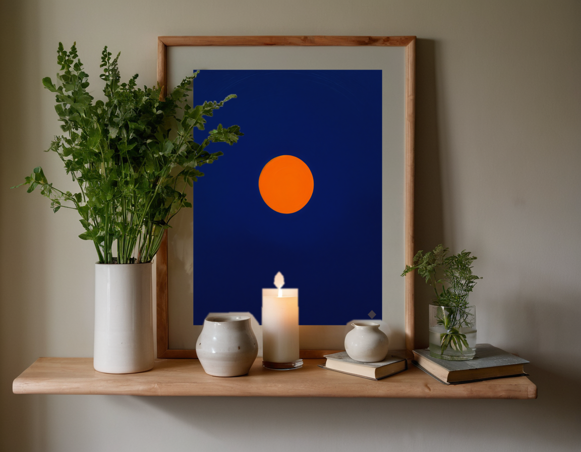 Orange Dot on Deep Blue previewed in a real room