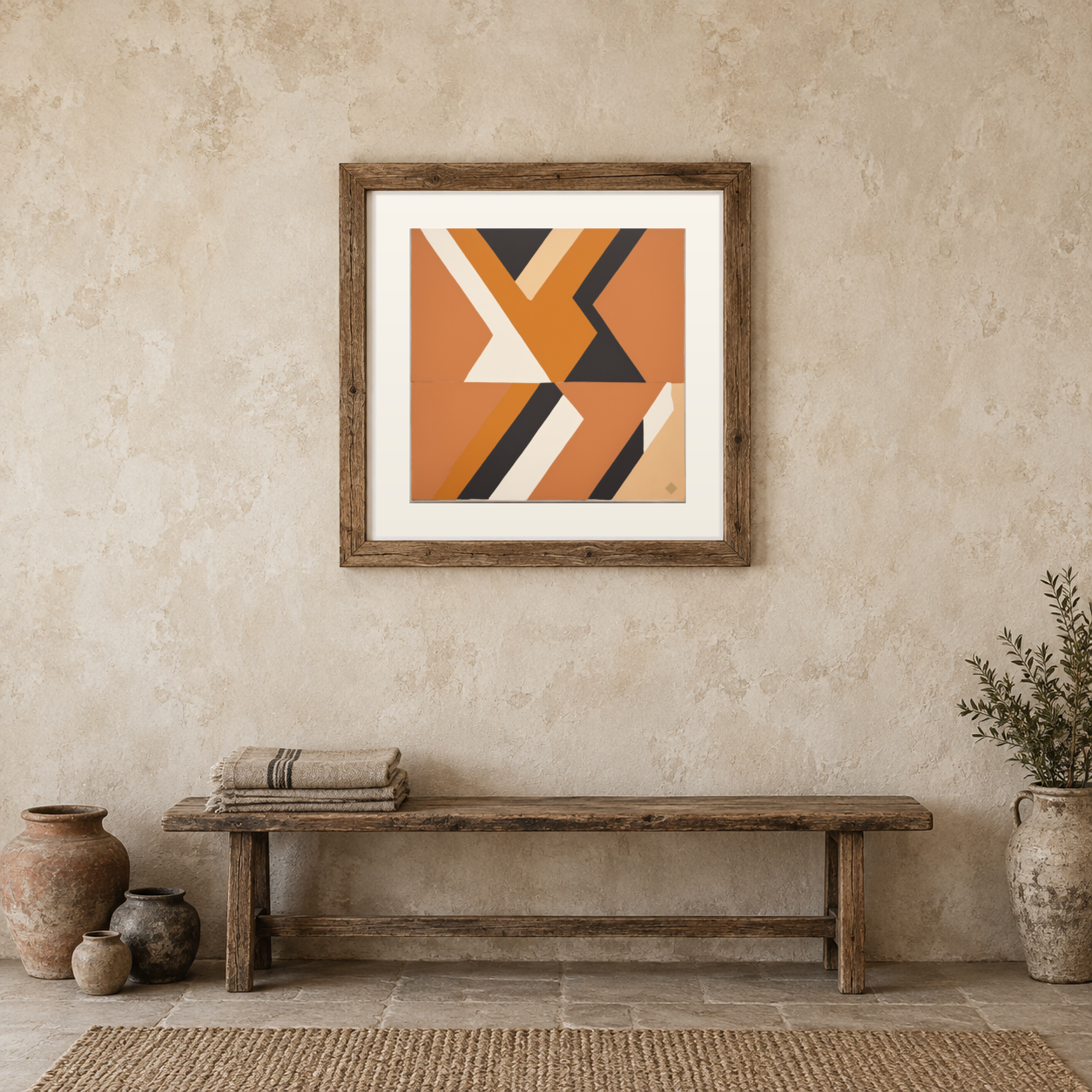 Terracotta Tangram previewed in a real room