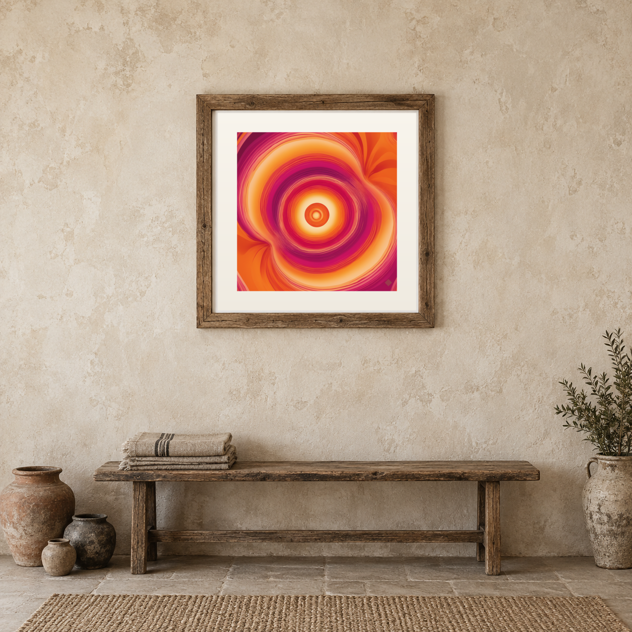 Tangerine Vortex previewed in a real room