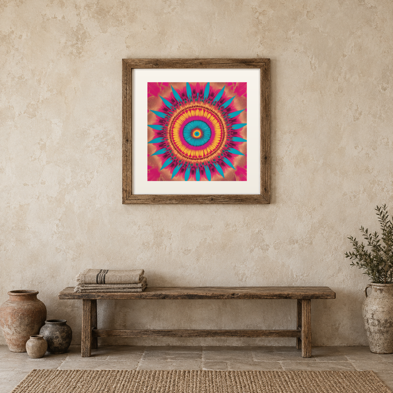 Sunburst Mandala previewed in a real room