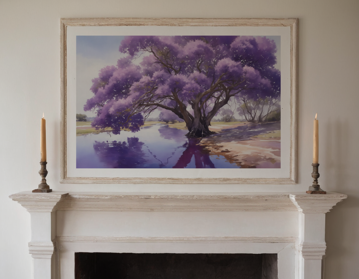 Jacaranda over Still Water previewed in a real room
