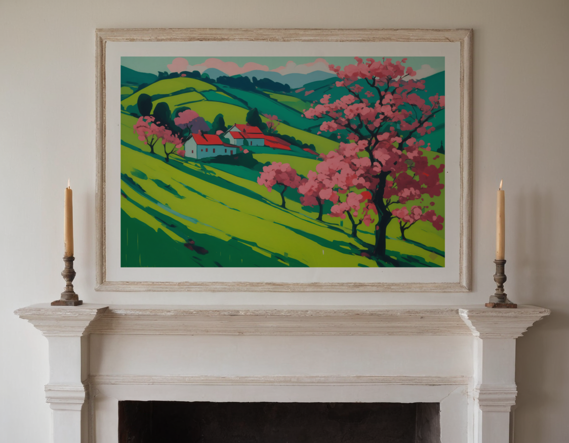 Spring Hillside, Unreal Green previewed in a real room