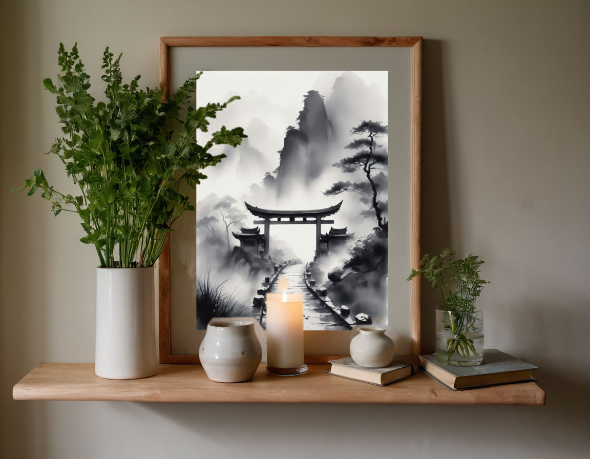 Mountain Gate in Mist previewed in a real room