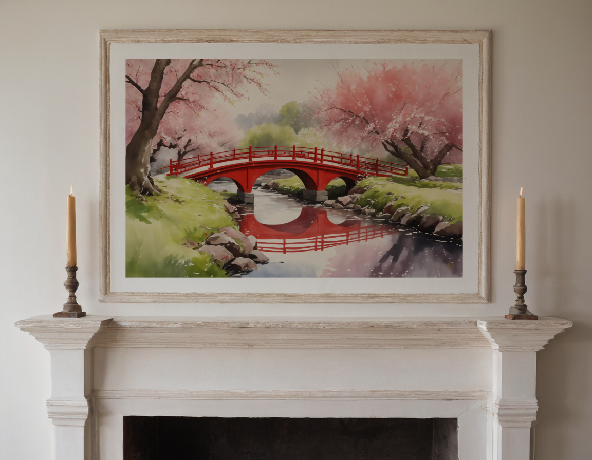 Red Bridge, Pink Weather previewed in a real room