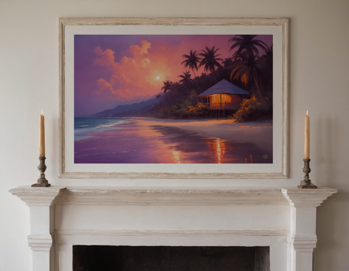 Island Evening, Warm and Green previewed in a real room