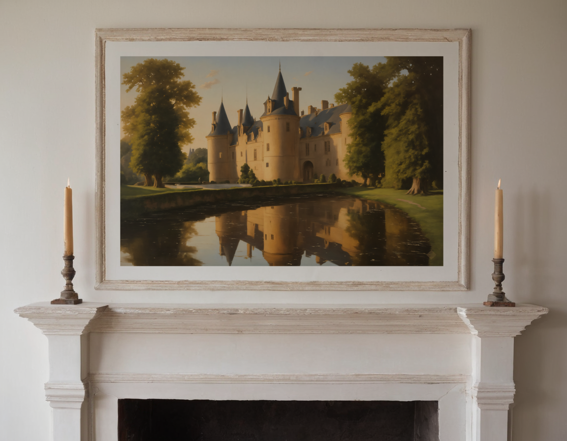 Château, Evening Water previewed in a real room