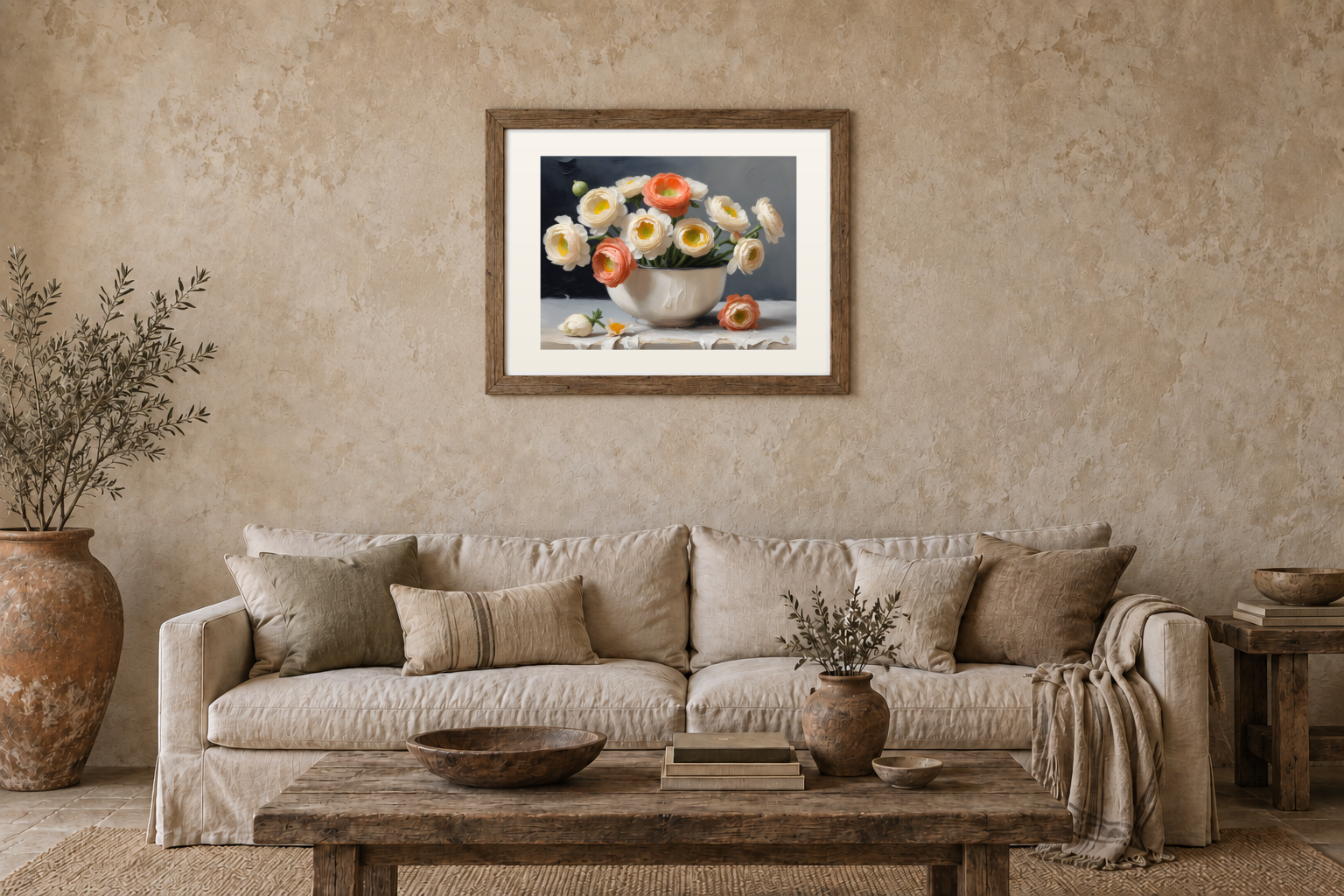 Ranunculus in an Enamel Cup previewed in a real room