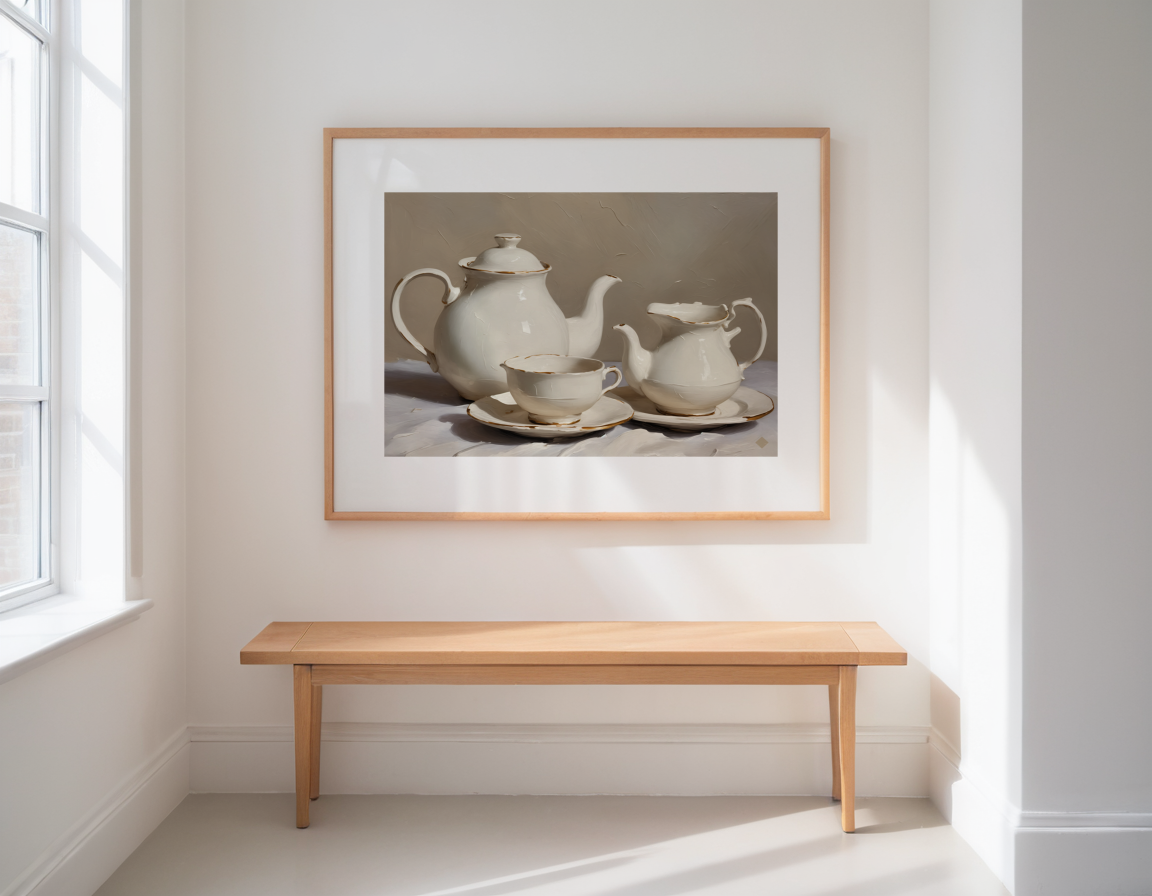 Teapot, Two Cups previewed in a real room