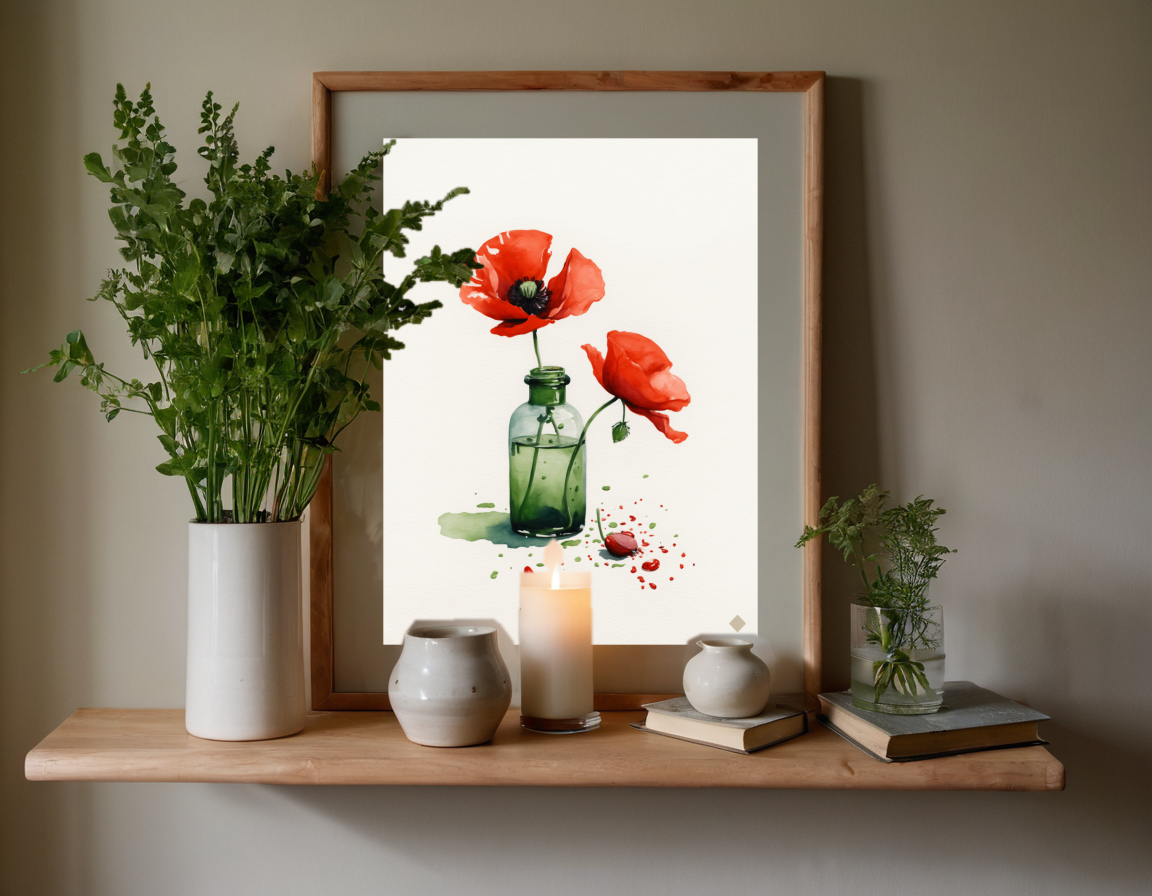 Poppies Falling previewed in a real room