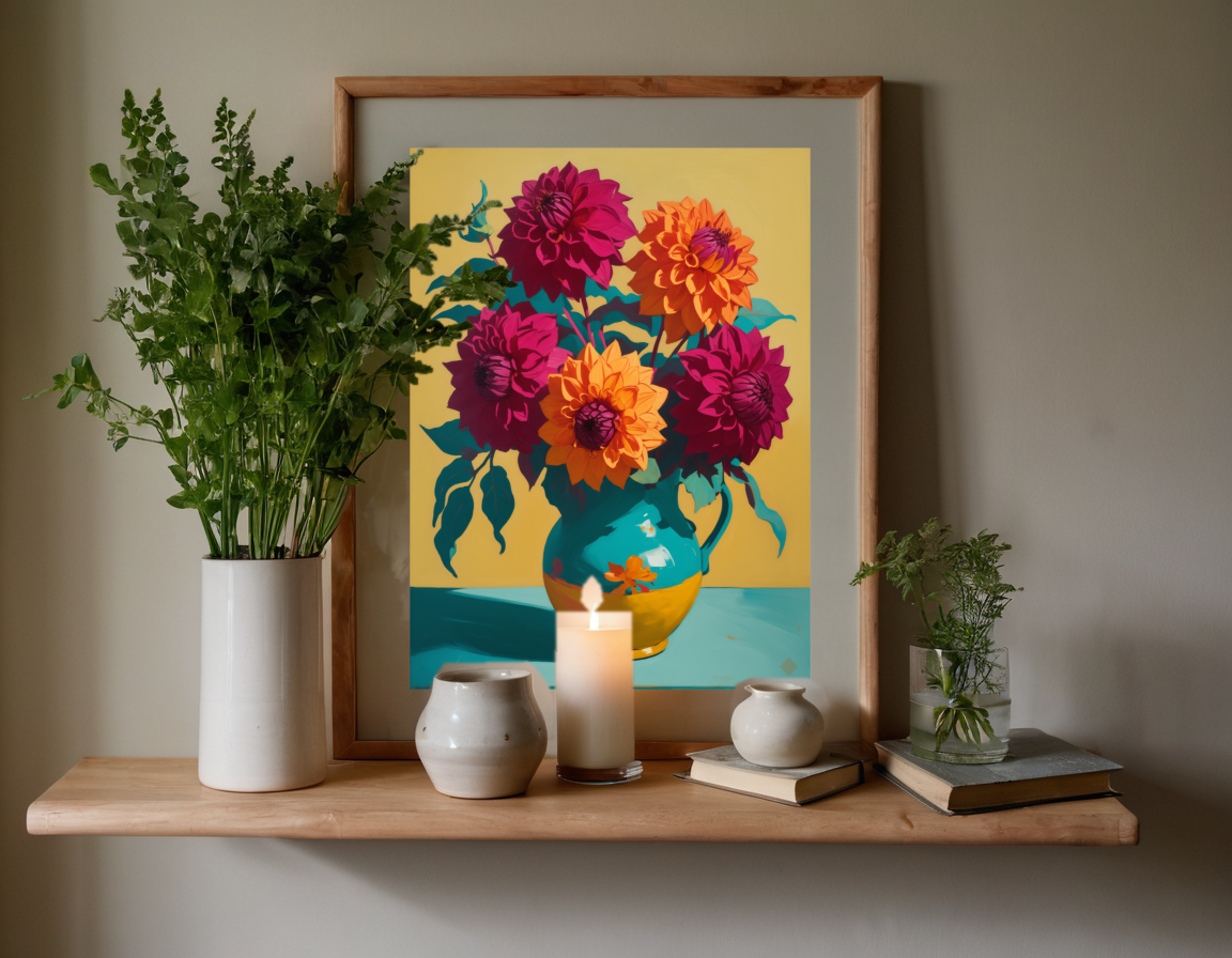 Dahlias, Too Many previewed in a real room
