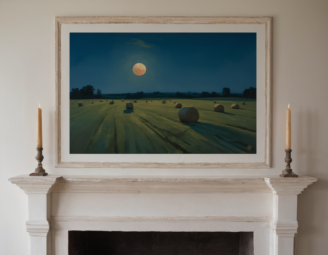 Moonrise over the Hayfield previewed in a real room