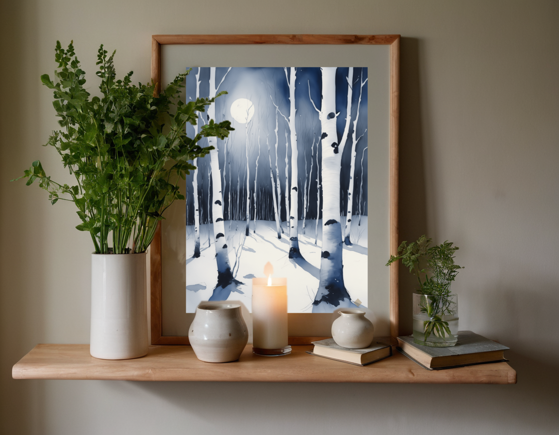 Snow Wood by Moonlight previewed in a real room