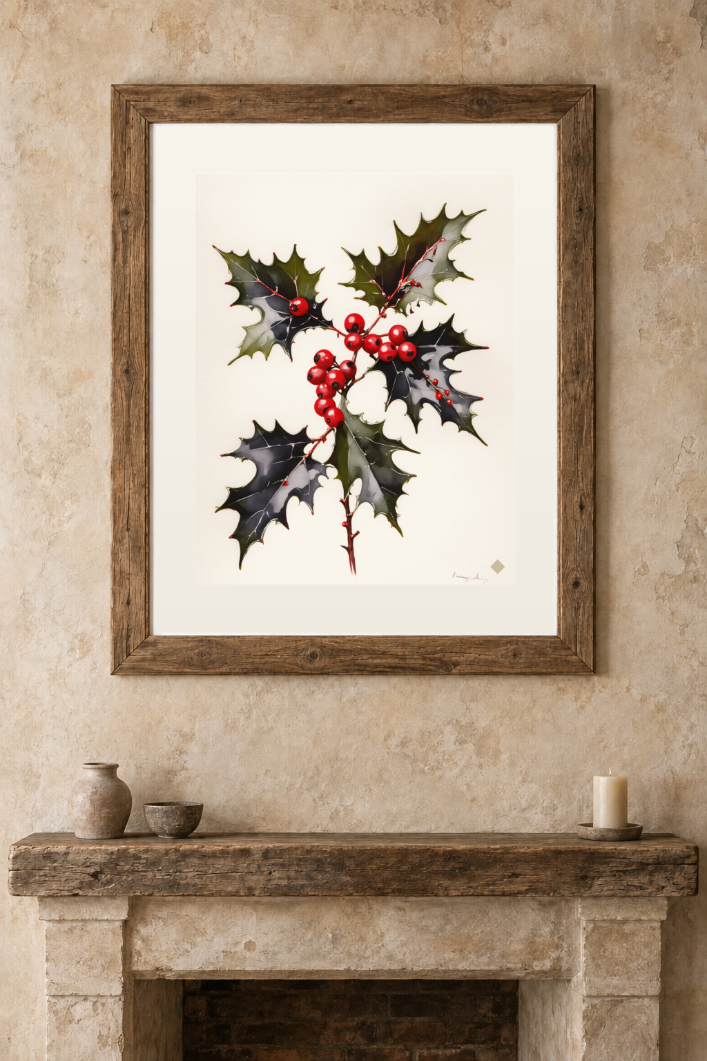 Holly and Berries previewed in a real room