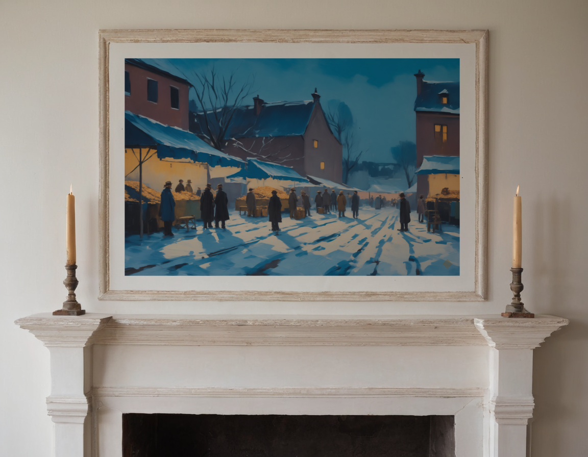 Winter Market, Dusk previewed in a real room