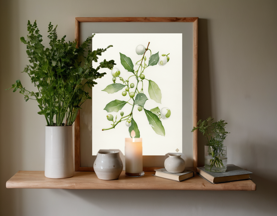 Mistletoe Study previewed in a real room