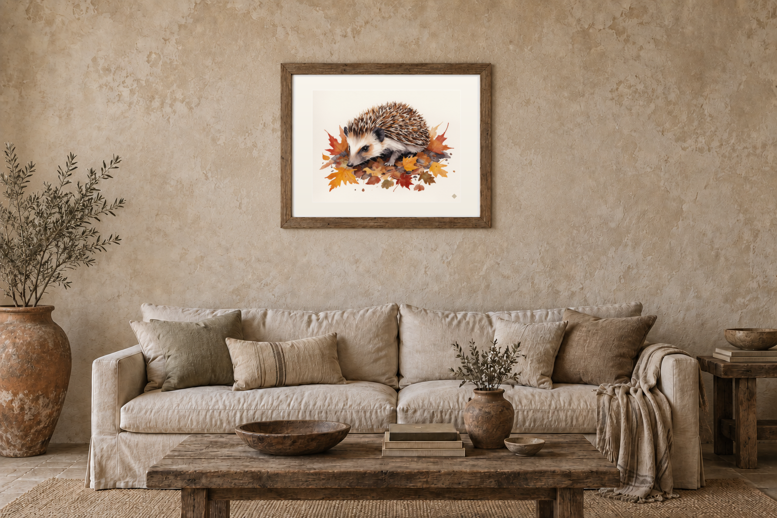 Hedgehog in the Leaf Litter previewed in a real room